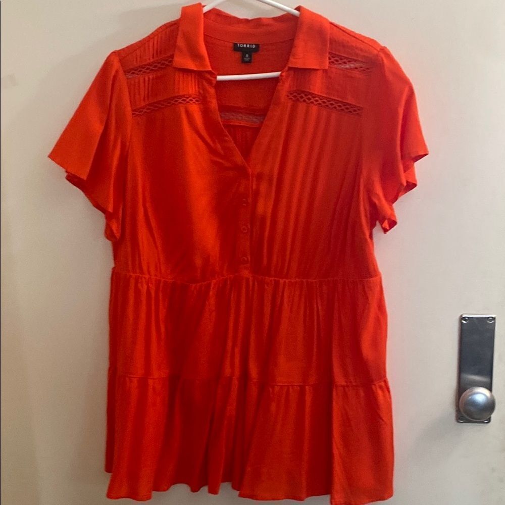 Torrid Orange Collared Peplum Top